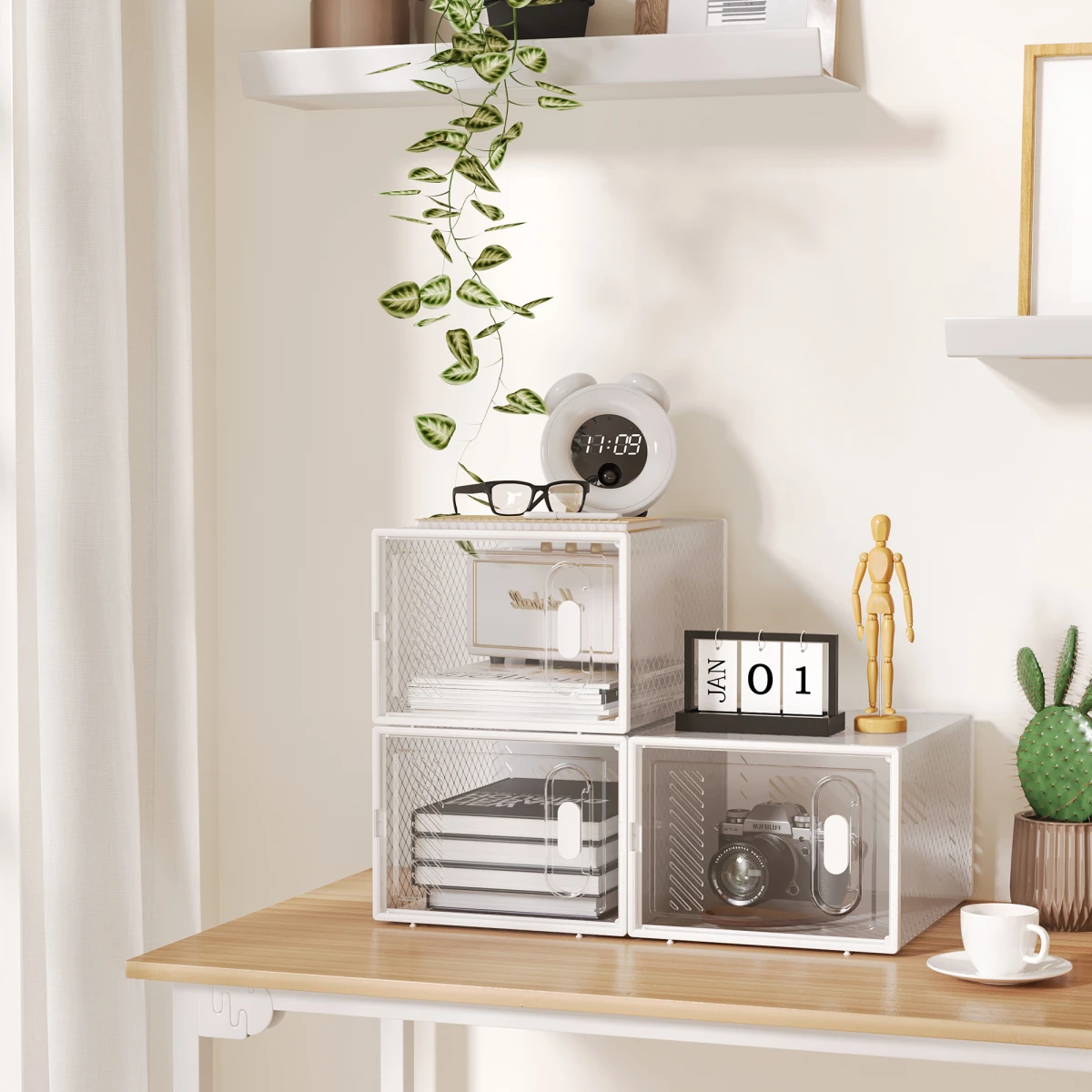 HOMCOM 8-Box Clear Shoe Storage For Home by HOMCOM