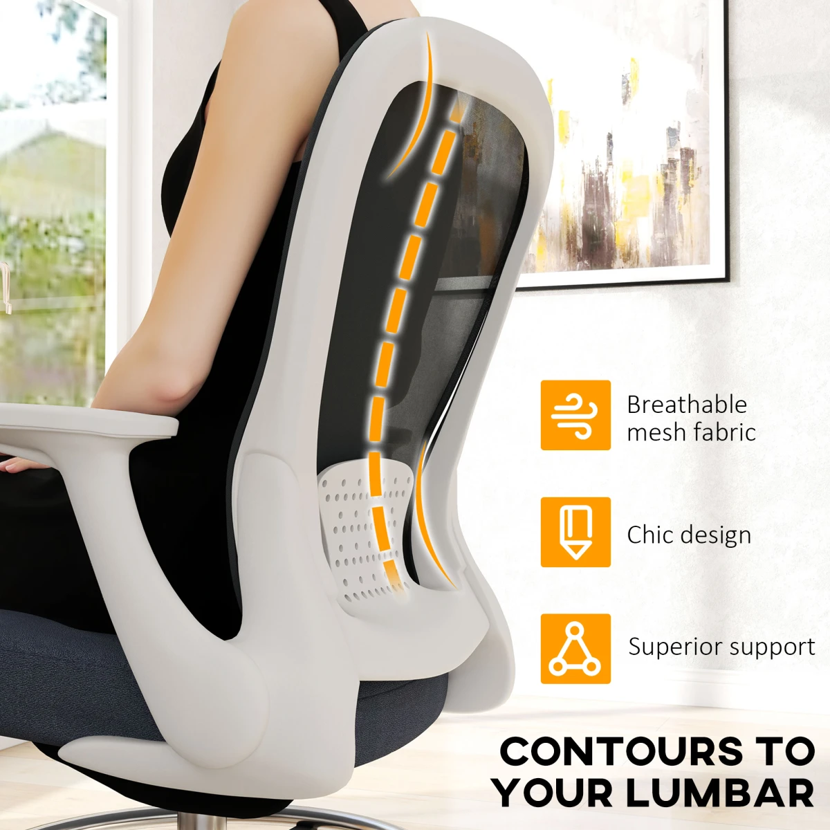 HOMCOM Drafting Chair Adjustable Height Breathable For Office by HOMCOM