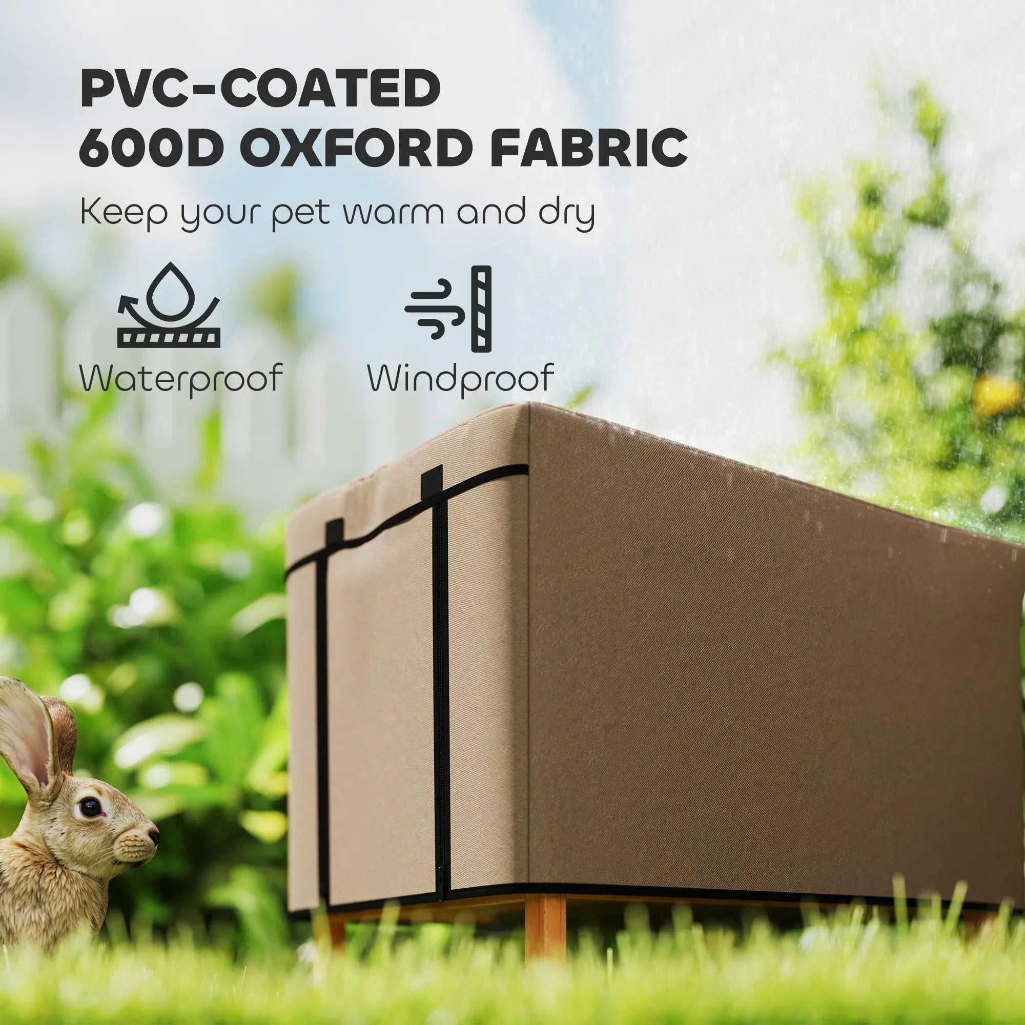 PawHut PawHut Rabbit Hutch Cover, Guinea Pig Hutch Cover for X-D2-0047, Brown - Rabbit Hutch