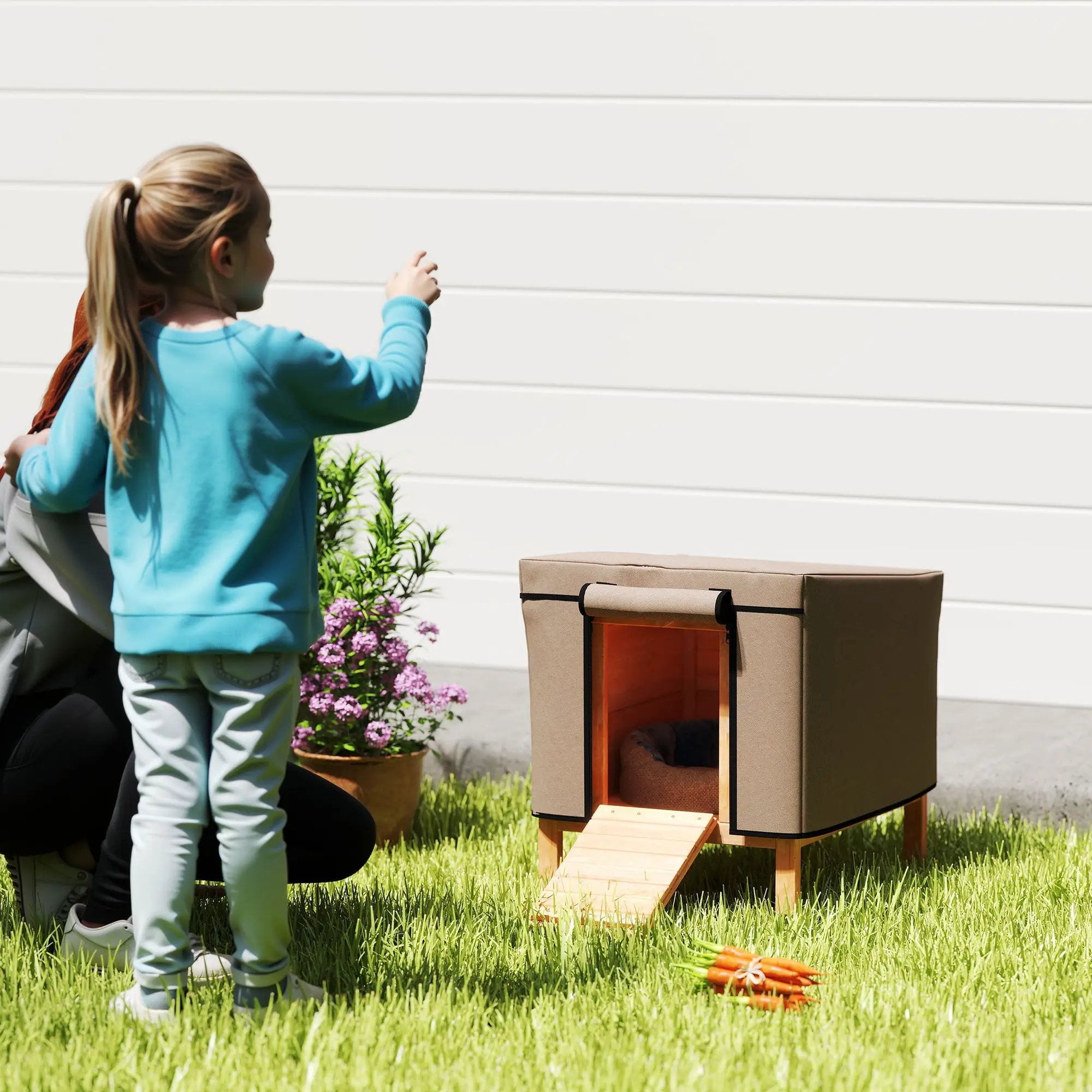 PawHut PawHut Rabbit Hutch Cover, Guinea Pig Hutch Cover for X-D2-0047, Brown - Rabbit Hutch