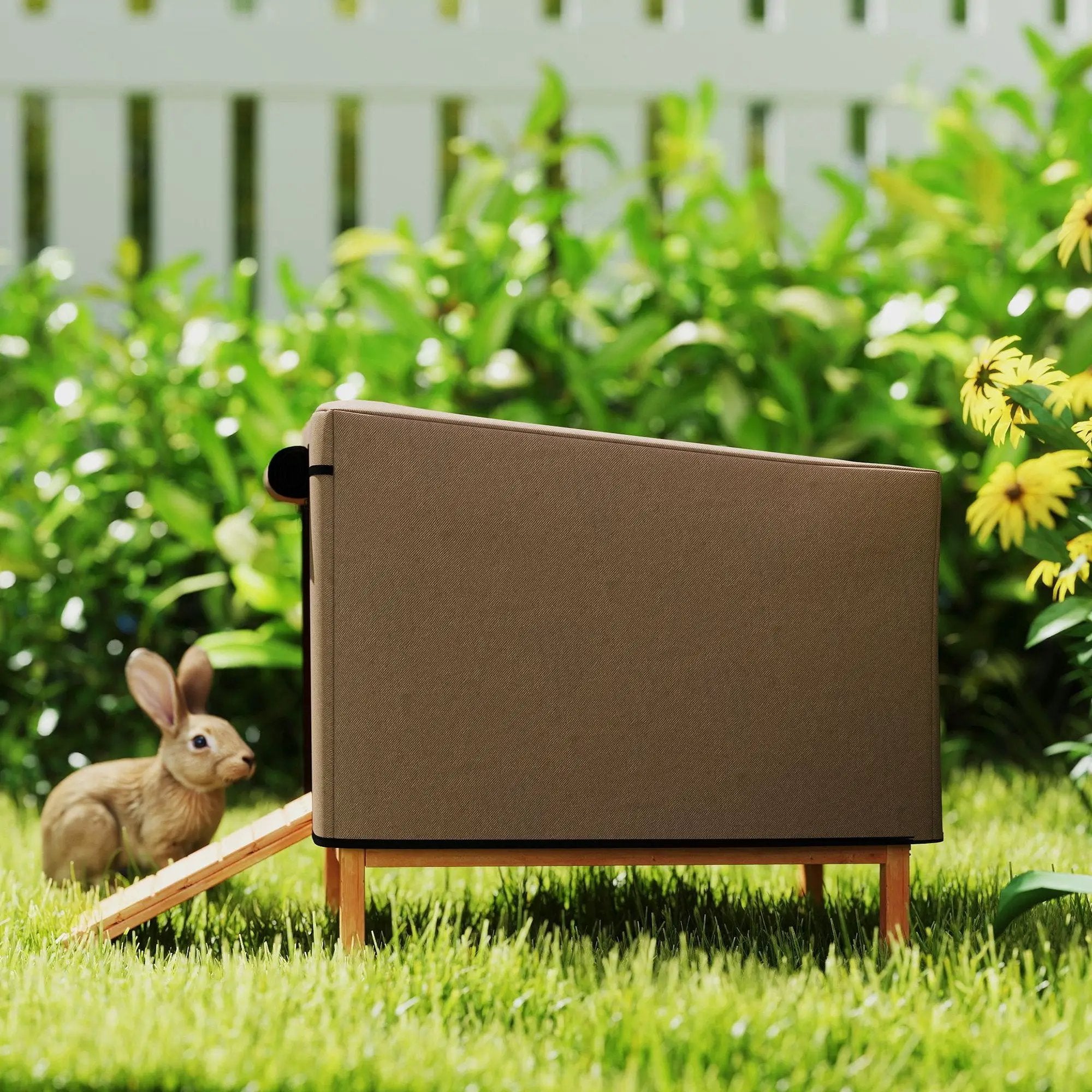 PawHut PawHut Rabbit Hutch Cover, Guinea Pig Hutch Cover for X-D2-0047, Brown - Rabbit Hutch