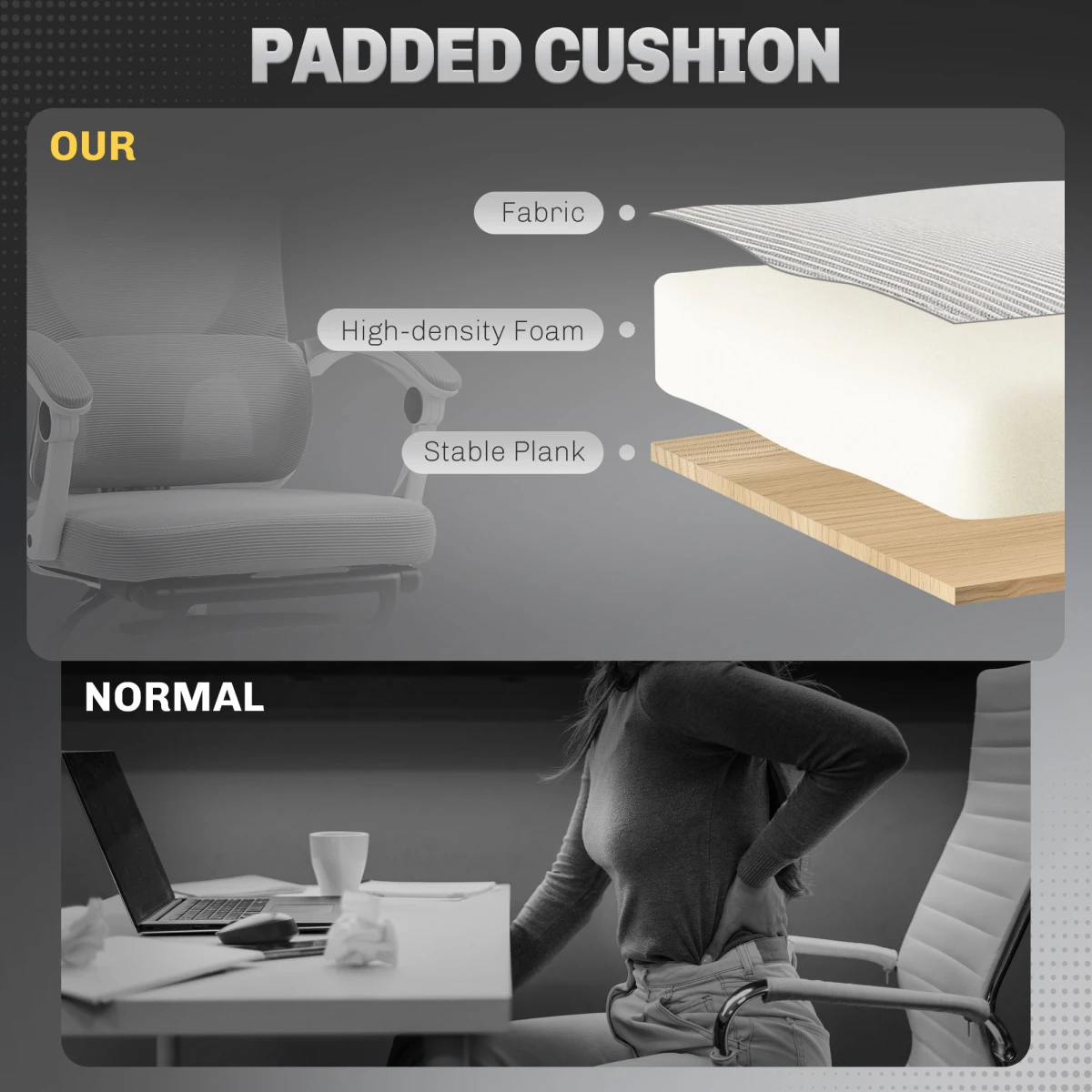 HOMCOM Homcom Mesh Chair Lumbar Headrest Office - Office Chair