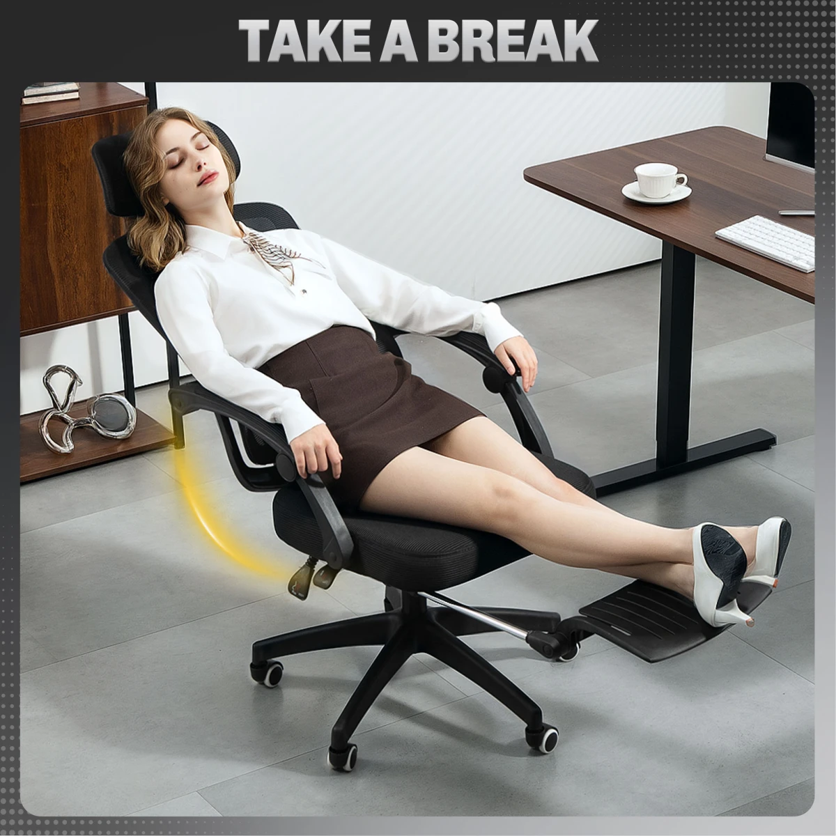 Homcom Mesh Chair Lumbar Headrest Office by HOMCOM