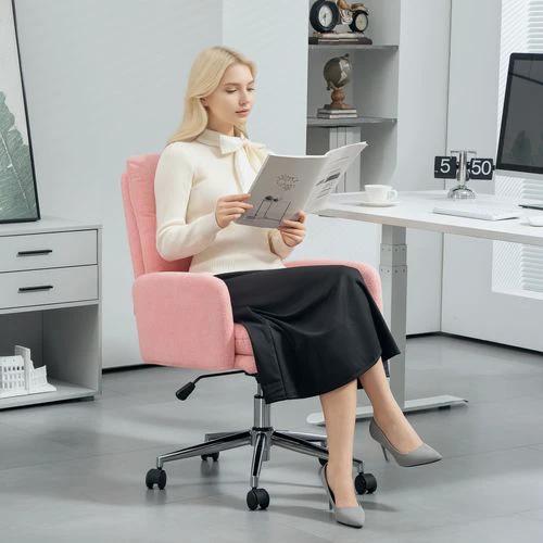 HOMCOM Height Adjustable Upholstered Desk Chair with Soft Padding and 360 Degree Swivel for Office Use by HOMCOM