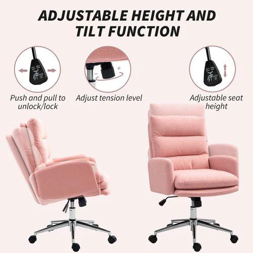 HOMCOM Height Adjustable Upholstered Desk Chair with Soft Padding and 360 Degree Swivel for Office Use by HOMCOM