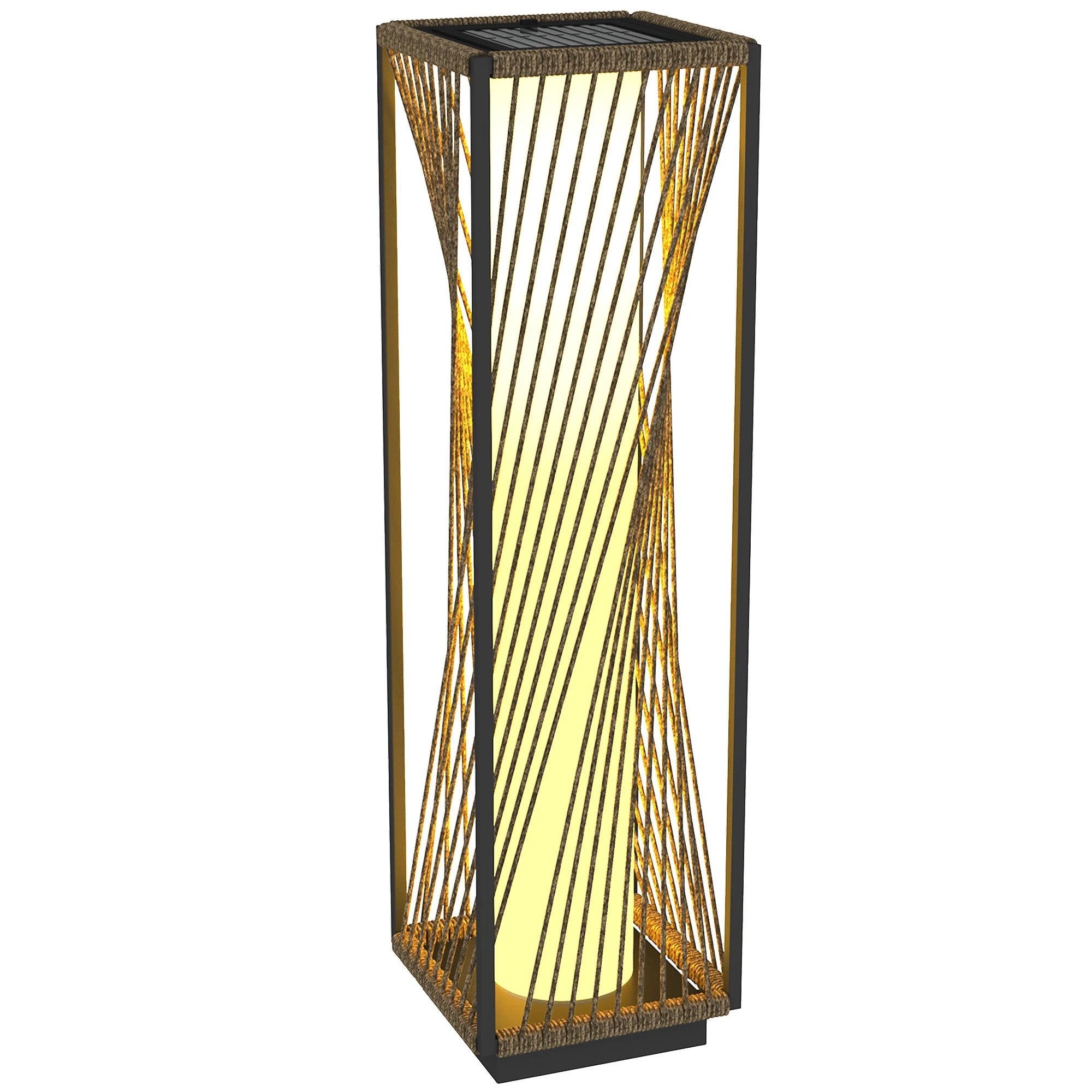 Outsunny Rattan Solar Floor Lamp Outdoor LED Garden Light Auto On Off Grey IP44 Waterproof by Outsunny