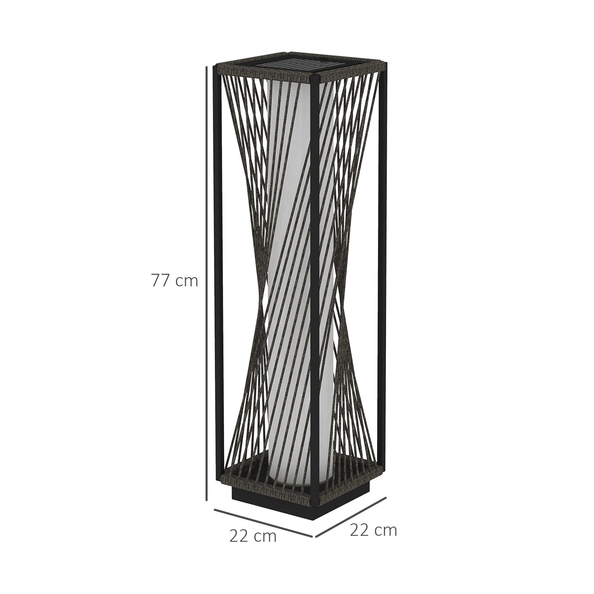 Outsunny Rattan Solar Floor Lamp Outdoor LED Garden Light Auto On Off Grey IP44 Waterproof by Outsunny