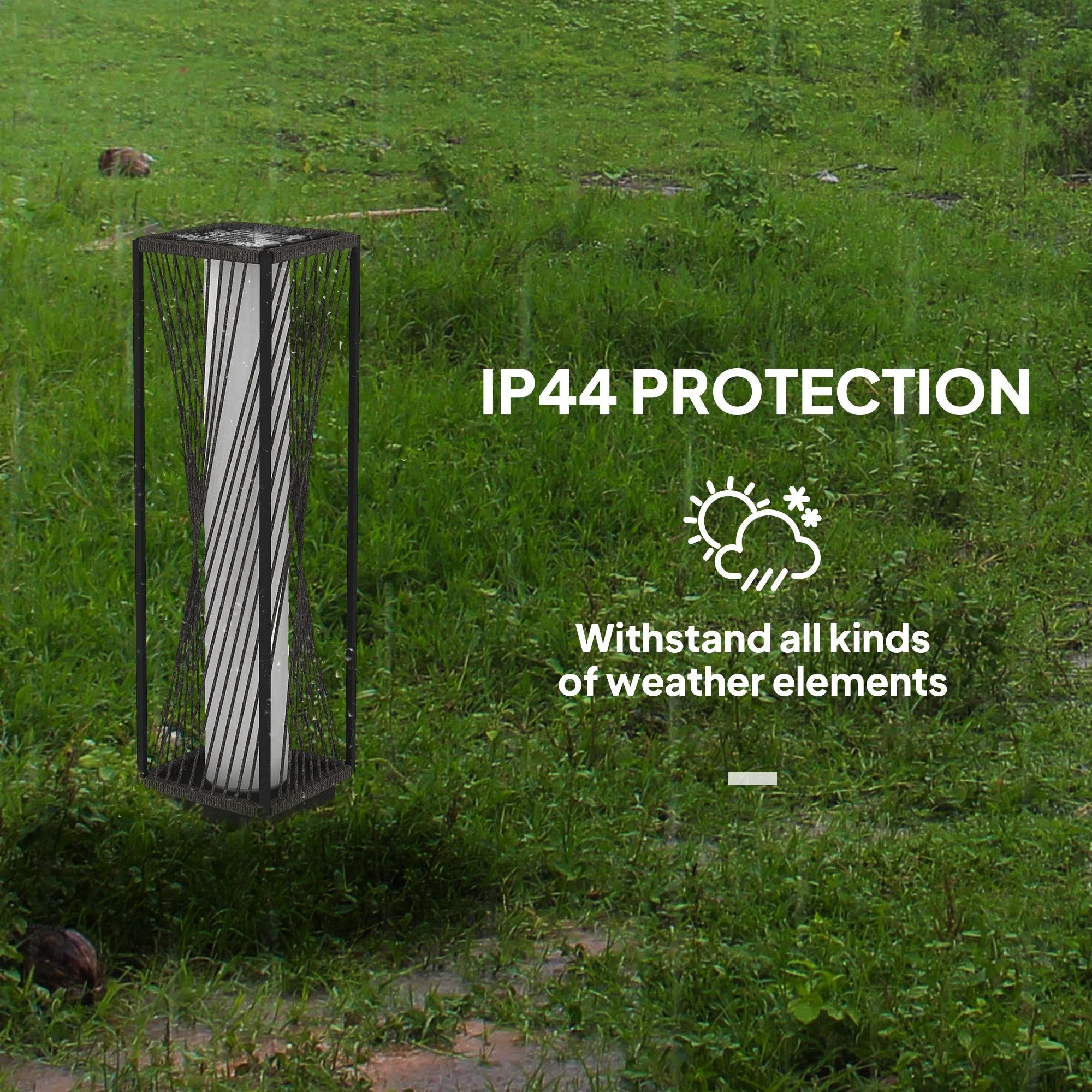 Outsunny Rattan Solar Floor Lamp Outdoor LED Garden Light Auto On Off Grey IP44 Waterproof by Outsunny