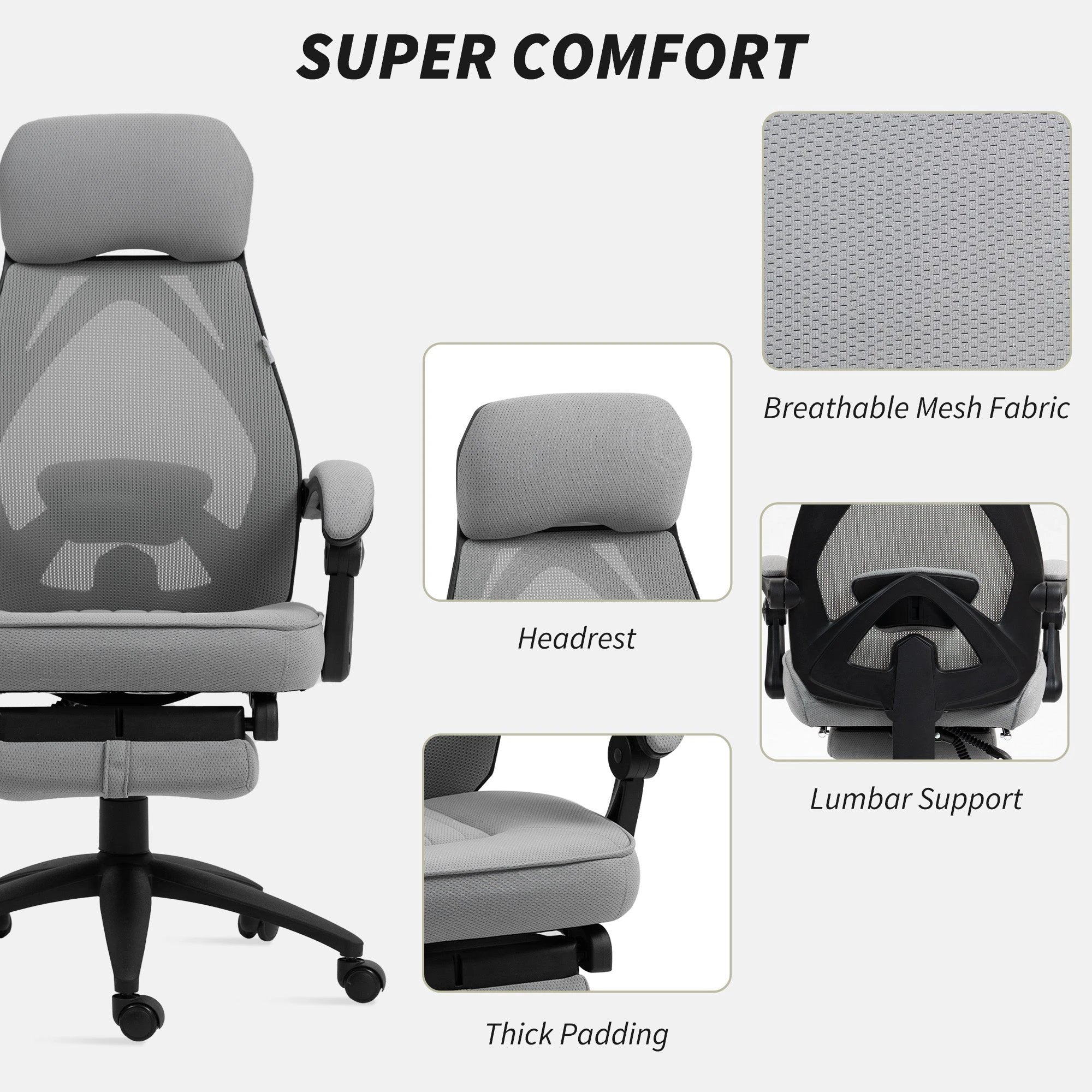 Vinsetto Mesh Chair HighBack Footrest HomeOffice by Vinsetto