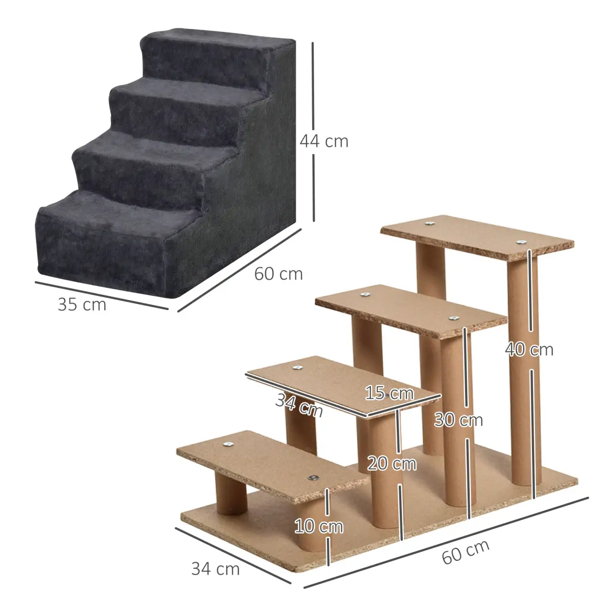 PawHut PawHut Four-Step Portable Dog Stairs with Washable Plush Cover - Dog Steps