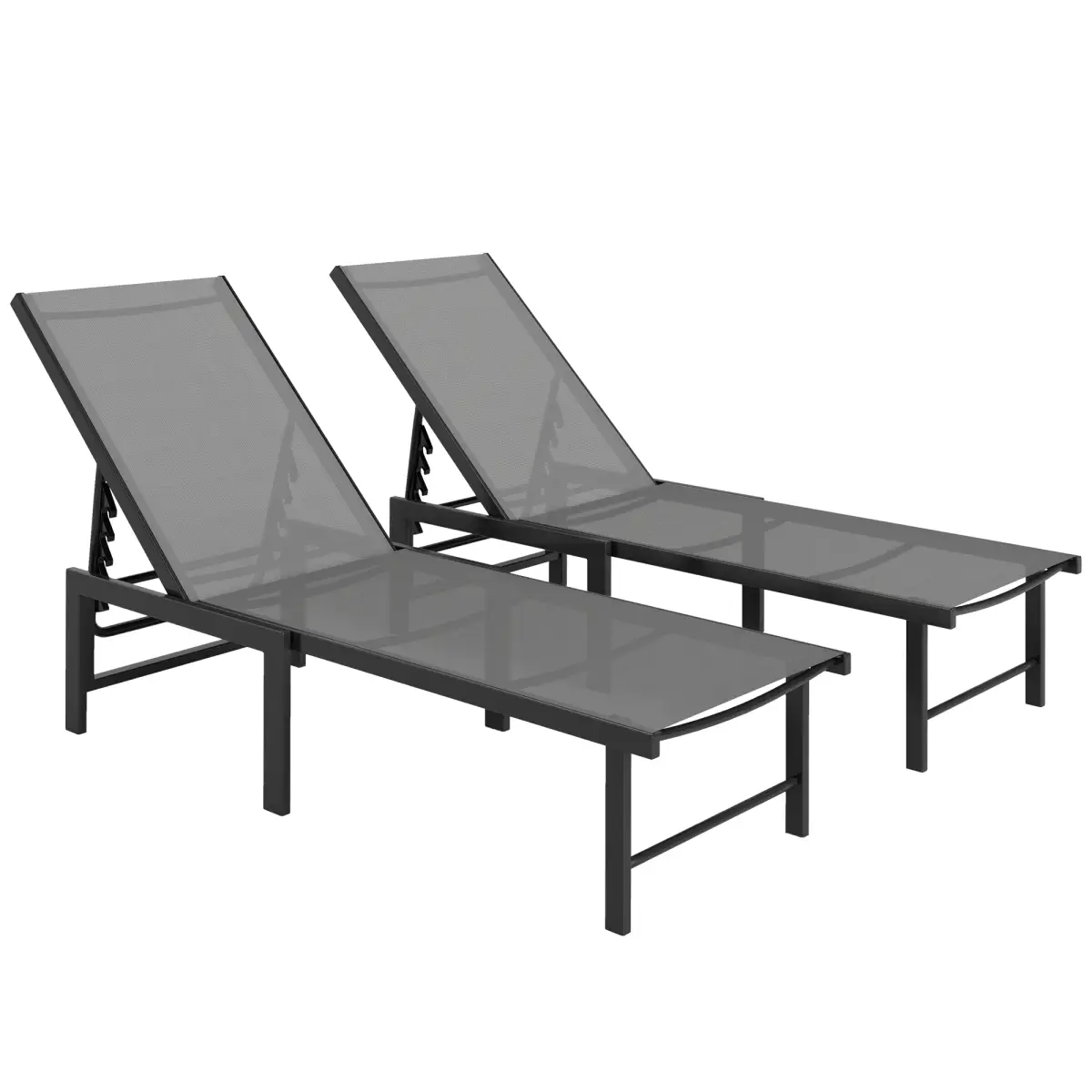 Outsunny Outsunny Sun Loungers Set of 2, 5-Level Reclining Sunbeds - Sun Lounger
