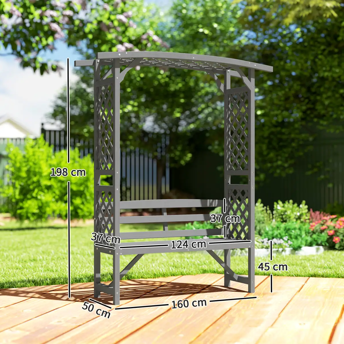 Outsunny Outsunny Arch Pergola Garden Bench, Wooden Garden Arbour with Seat - Garden Chairs