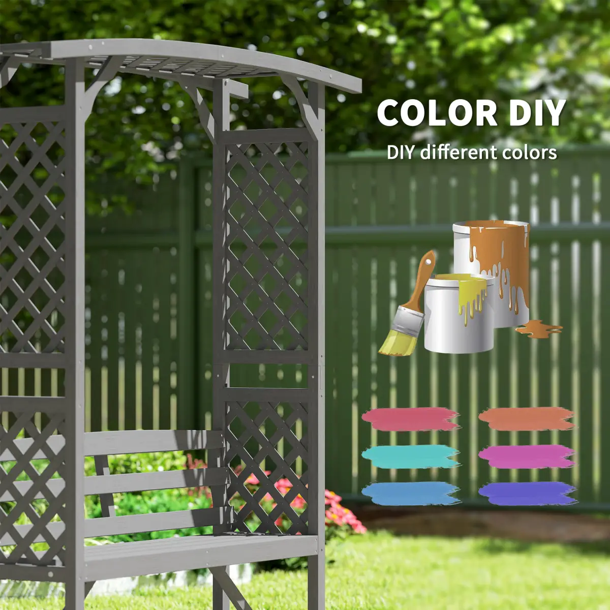 Outsunny Outsunny Arch Pergola Garden Bench, Wooden Garden Arbour with Seat - Garden Chairs