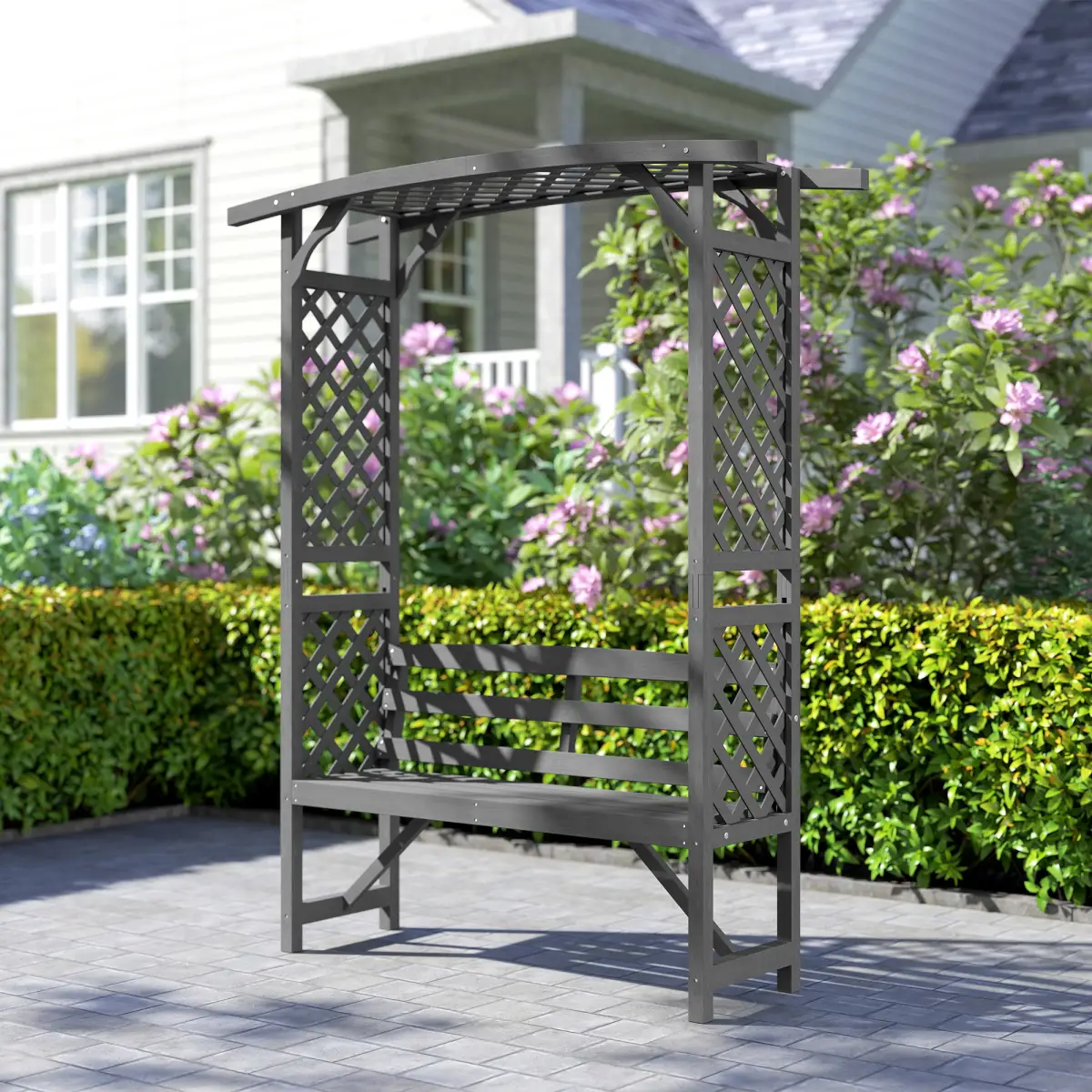Outsunny Outsunny Arch Pergola Garden Bench, Wooden Garden Arbour with Seat - Garden Chairs