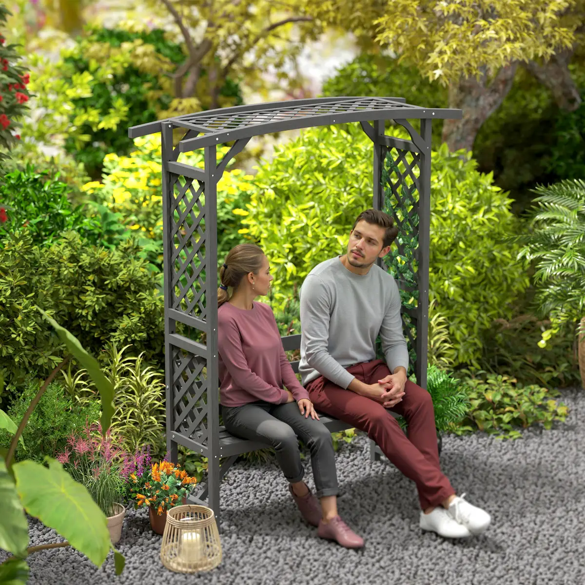 Outsunny Outsunny Arch Pergola Garden Bench, Wooden Garden Arbour with Seat - Garden Chairs