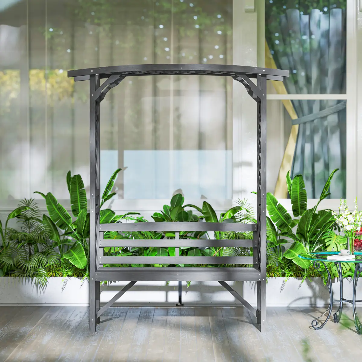 Outsunny Outsunny Arch Pergola Garden Bench, Wooden Garden Arbour with Seat - Garden Chairs