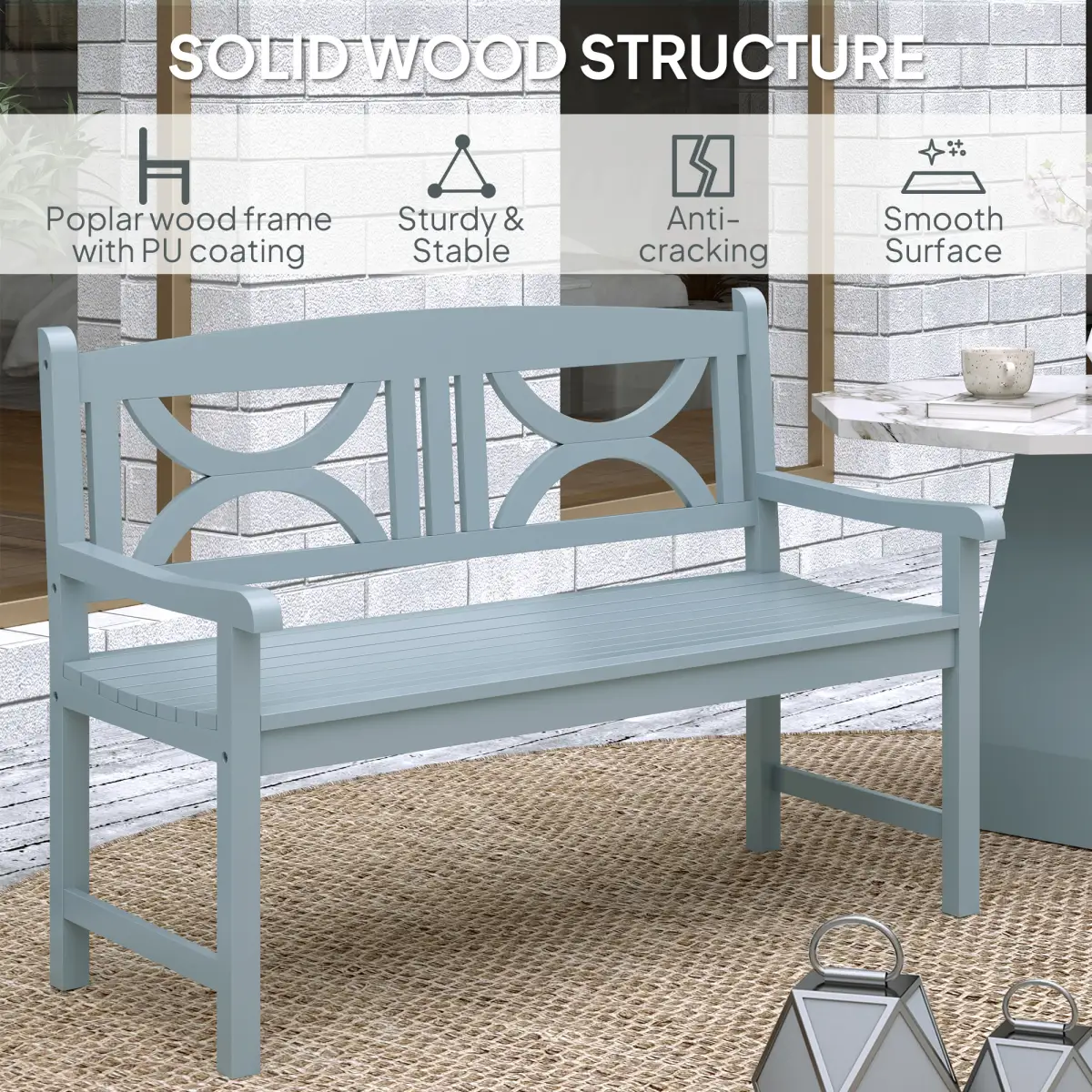 Outsunny Outsunny 2-Seater Wooden Garden Bench Outdoor Patio Loveseat - Garden Chairs