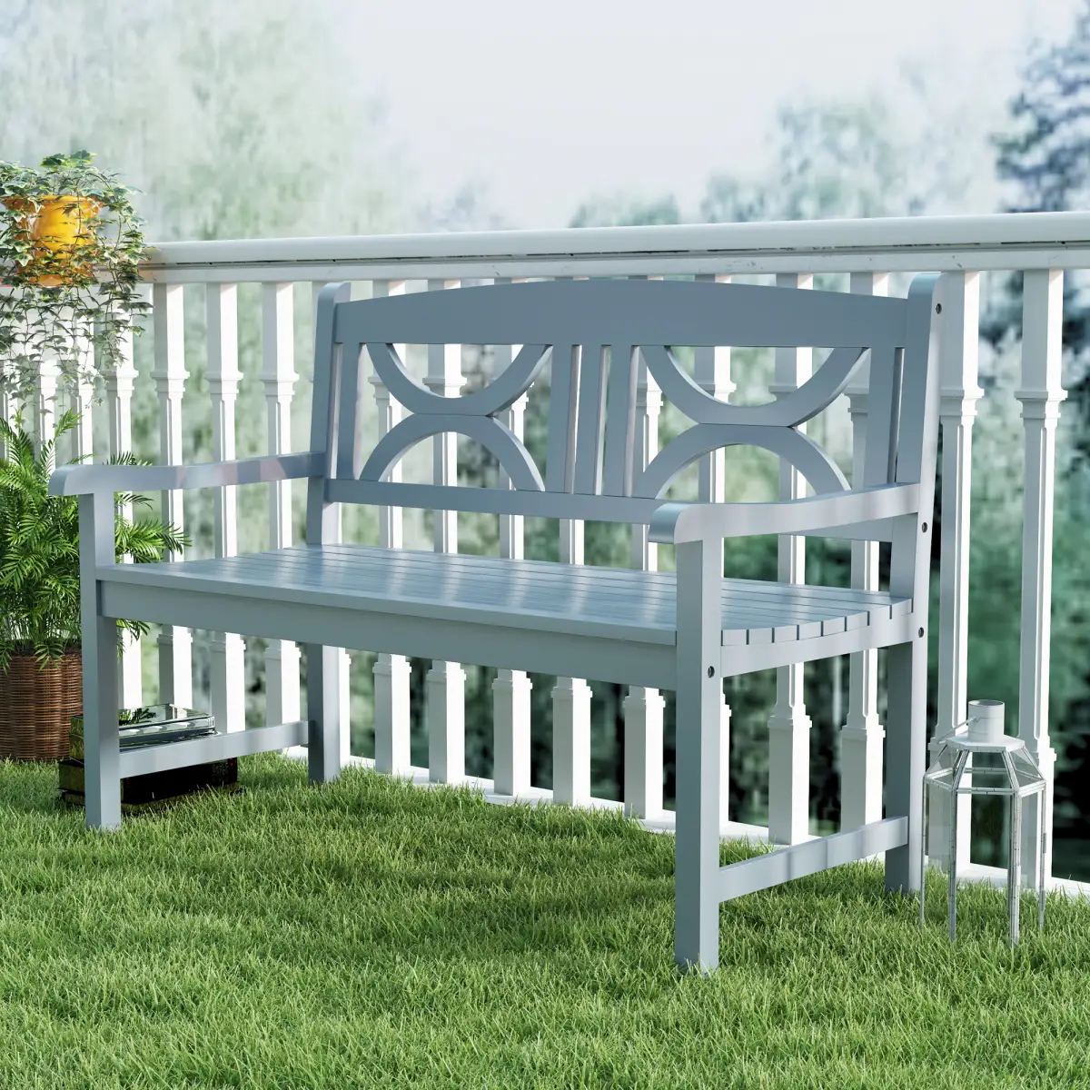 Outsunny Outsunny 2-Seater Wooden Garden Bench Outdoor Patio Loveseat - Garden Chairs