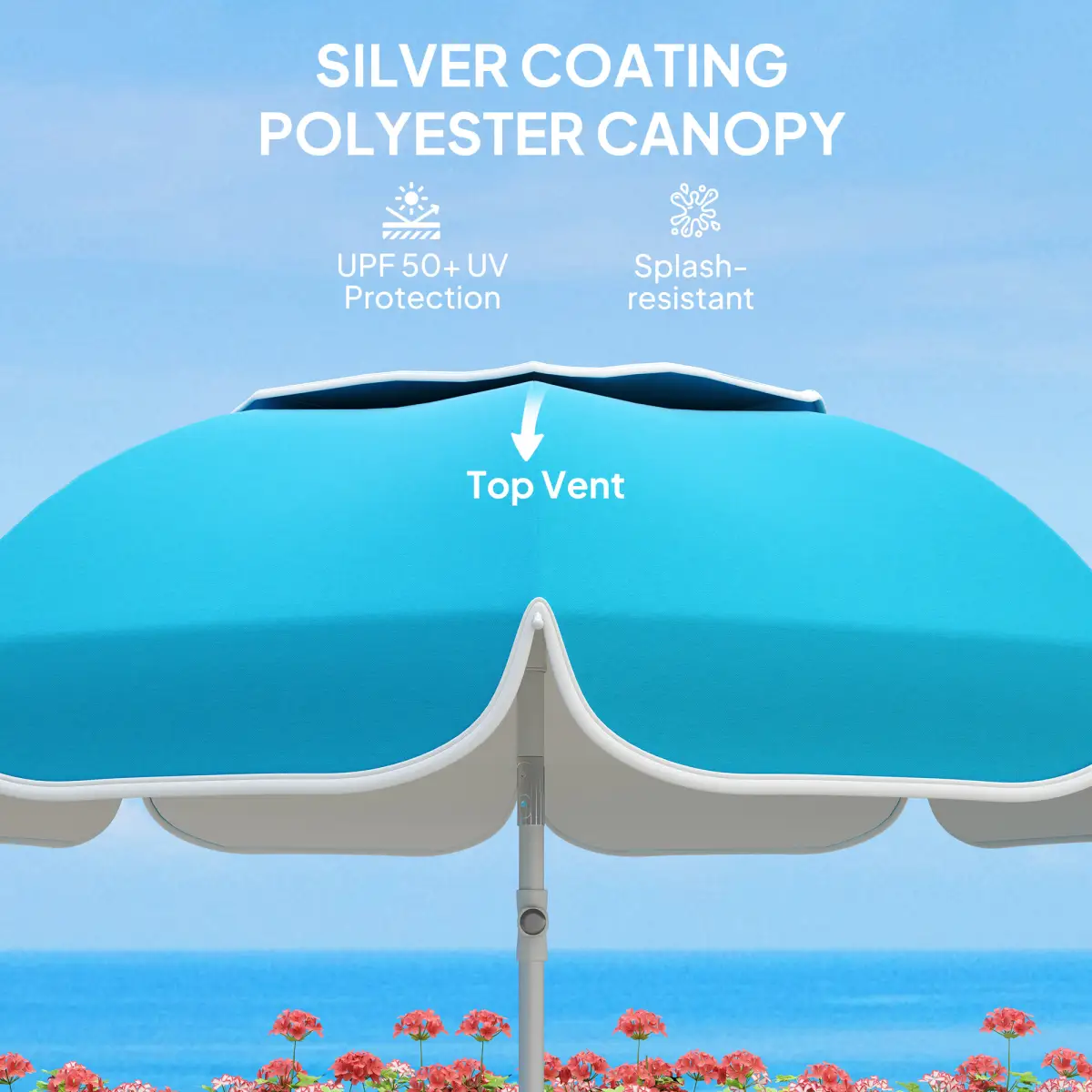 Outsunny Outsunny Beach Umbrella, Adjustable Height & Tilt Portable Parasol - Parasol