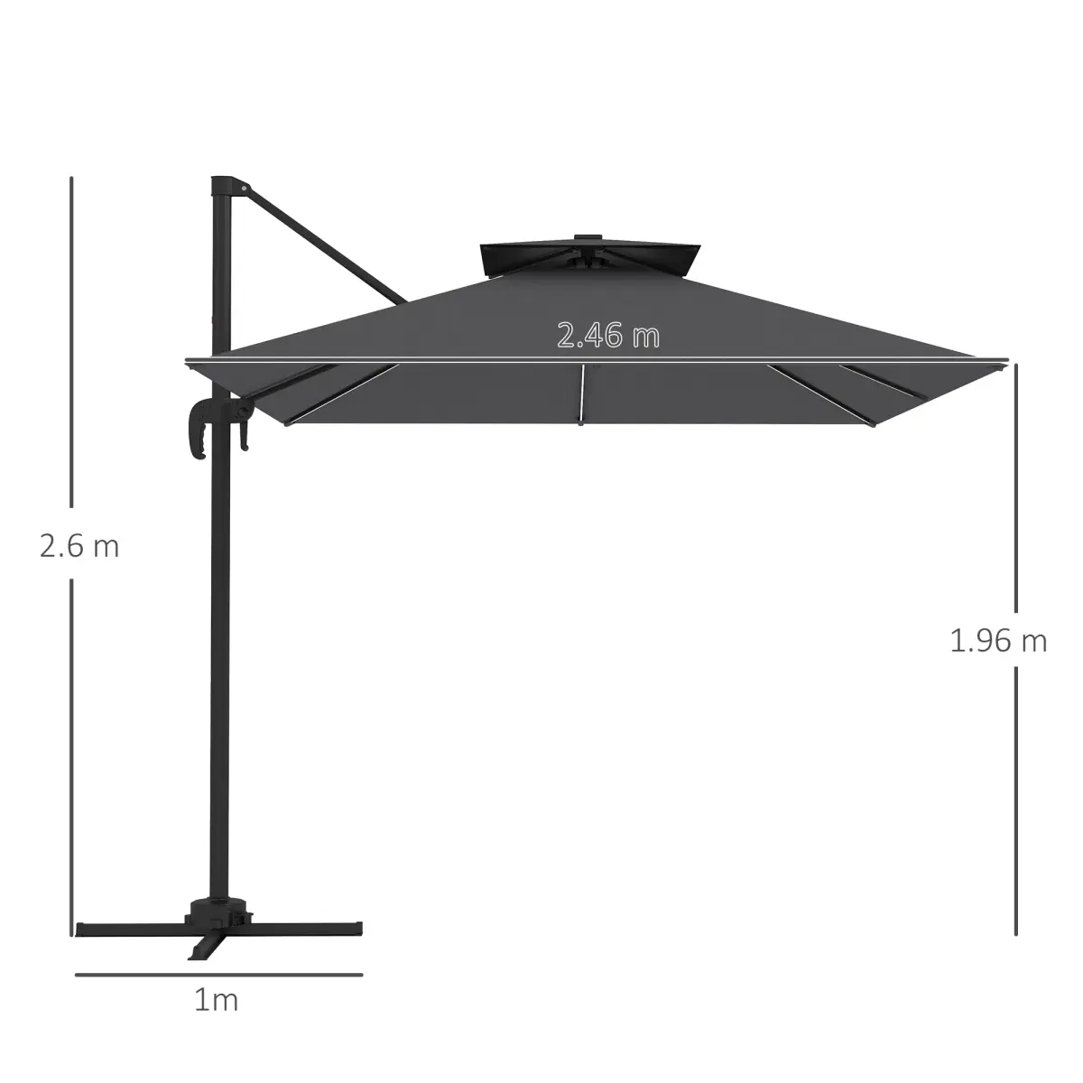 Outsunny Outsunny 2.5m Cantilever Parasol, Garden Parasol with Lights - Parasol