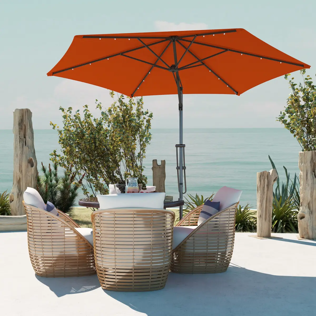 Outsunny Outsunny 3(m) Cantilever Garden Parasol Umbrella W/ Solar LED - Parasol