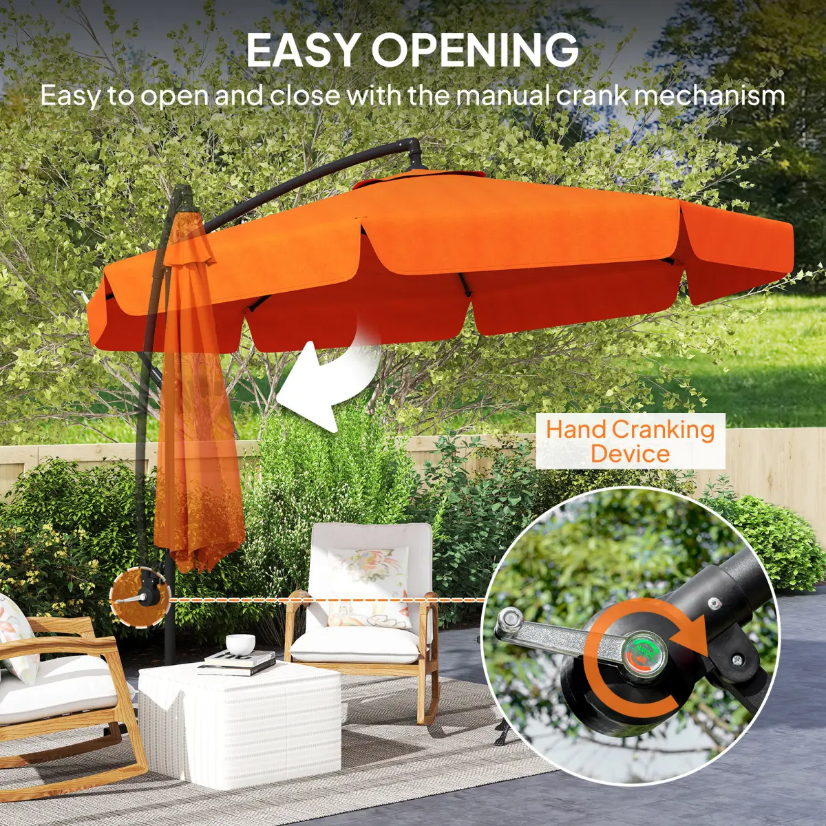 Outsunny Outsunny 2.7m Garden Cantilever Banana Parasol Sun Shade w/ Crank - Parasol