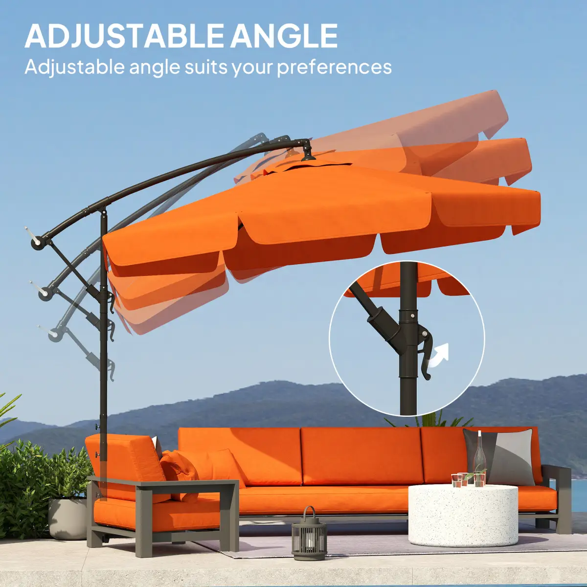Outsunny Outsunny 2.7m Garden Cantilever Banana Parasol Sun Shade w/ Crank - Parasol