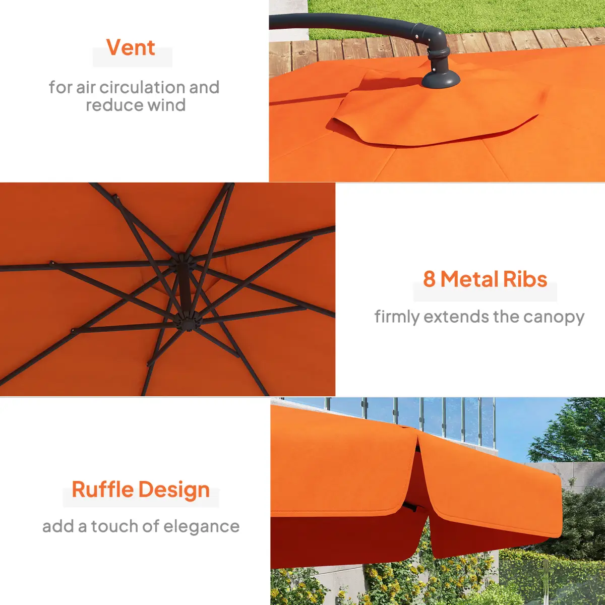 Outsunny Outsunny 2.7m Garden Cantilever Banana Parasol Sun Shade w/ Crank - Parasol