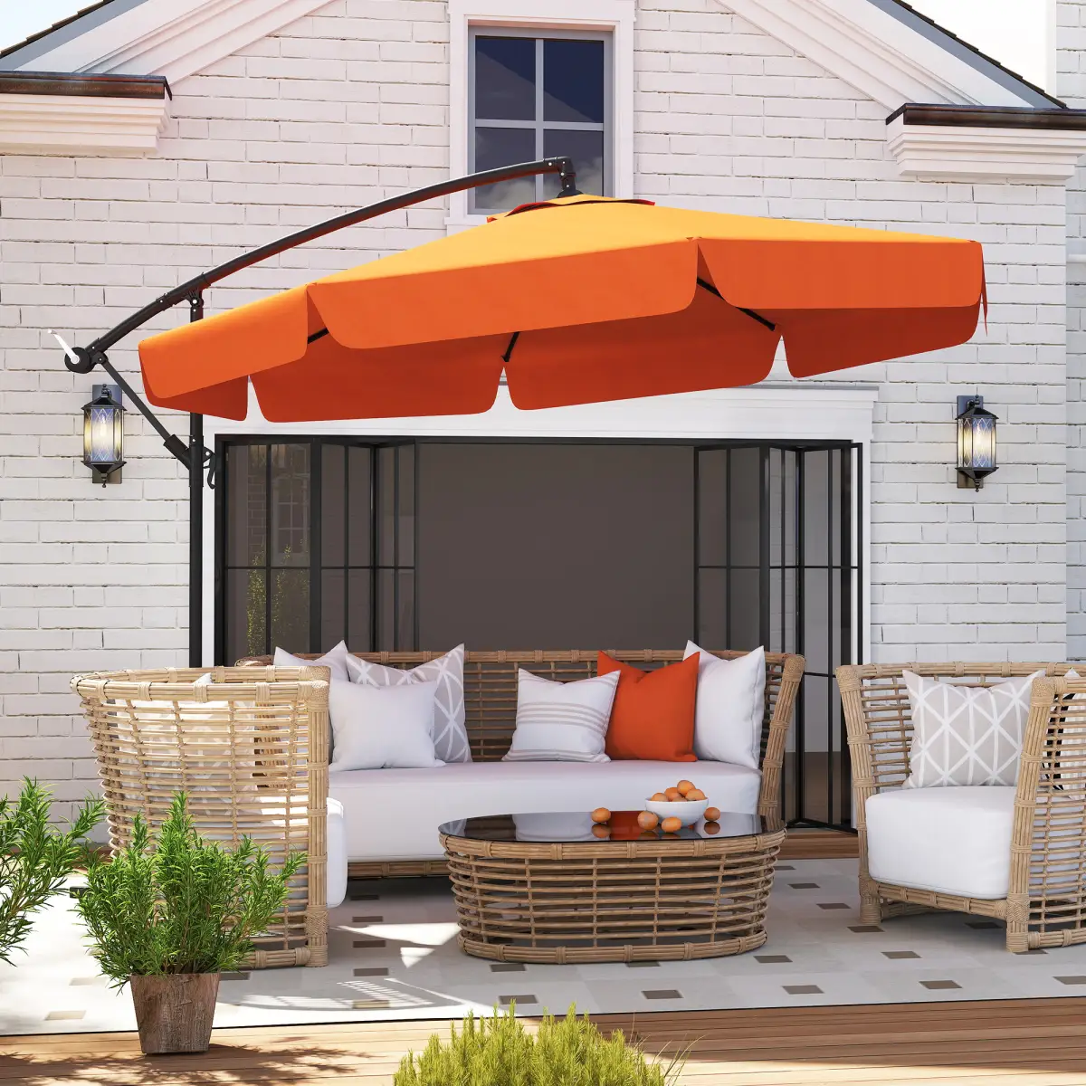 Outsunny Outsunny 2.7m Garden Cantilever Banana Parasol Sun Shade w/ Crank - Parasol