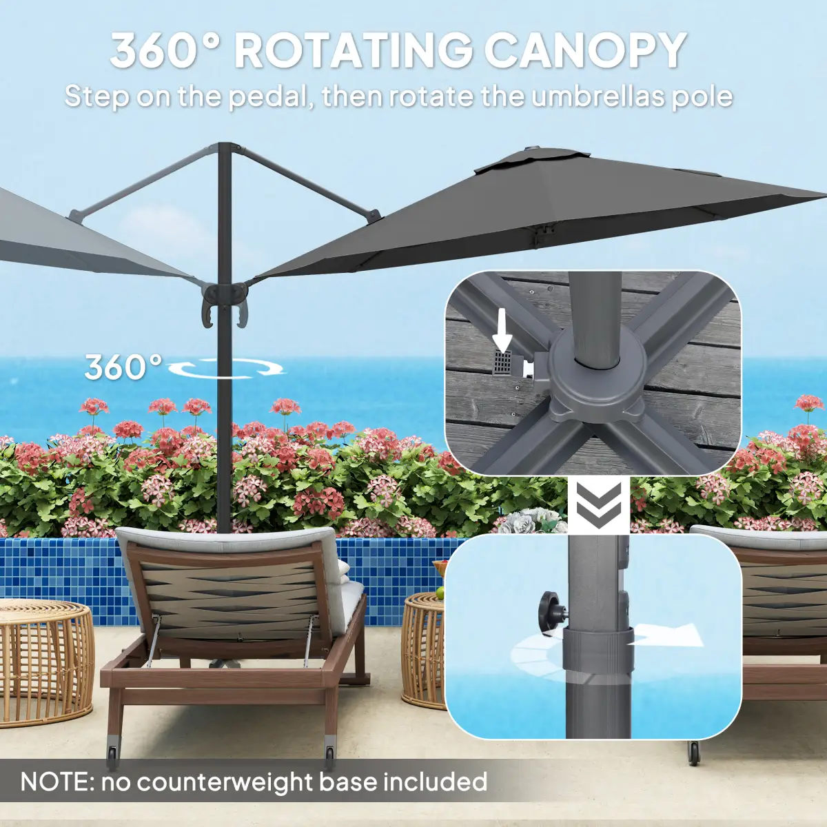 Outsunny Outsunny 3 x 3(m) Cantilever Parasol Garden Umbrella with Cross Base - Parasol
