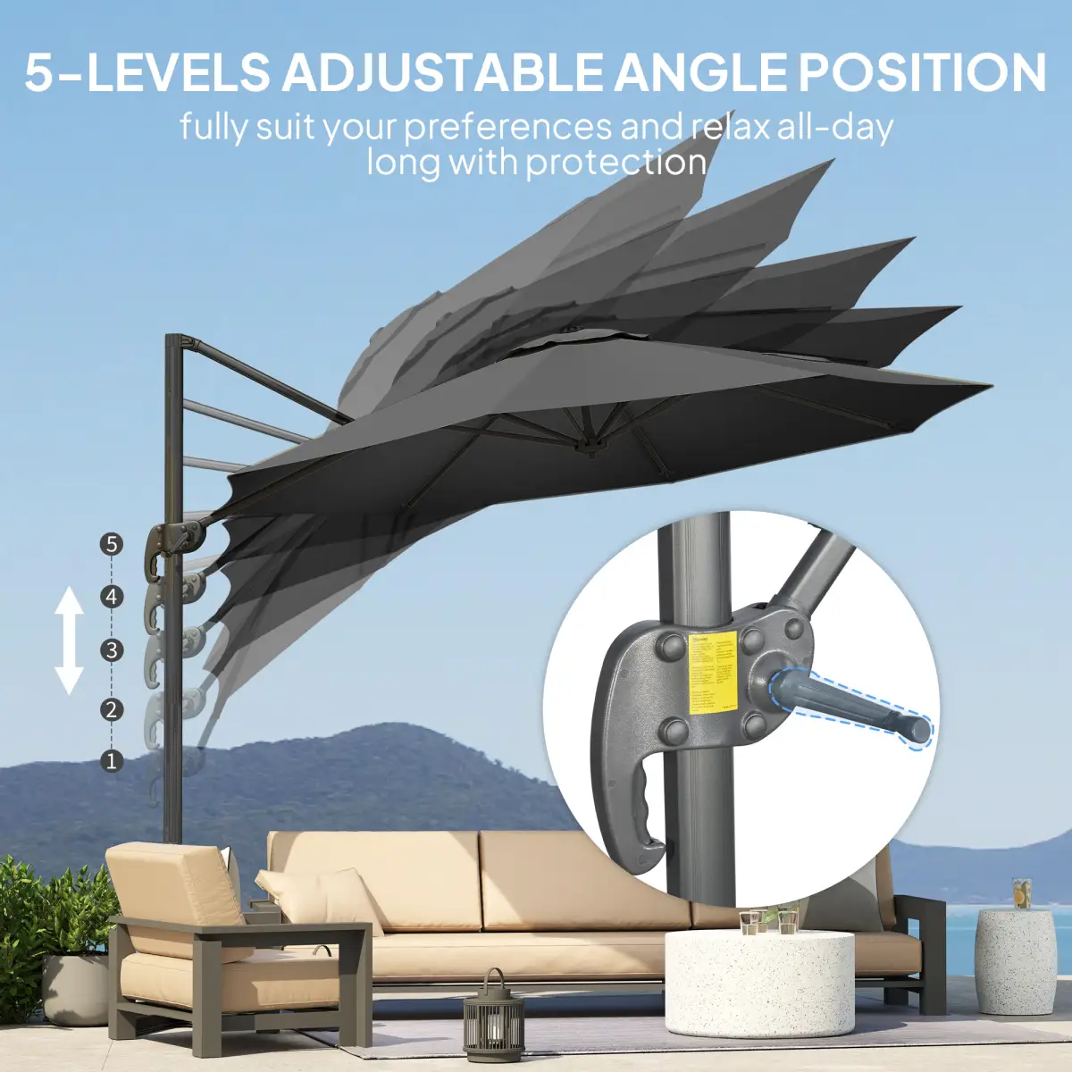 Outsunny Outsunny 3 x 3(m) Cantilever Parasol Garden Umbrella with Cross Base - Parasol