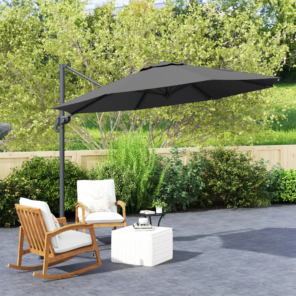 Outsunny Outsunny 3 x 3(m) Cantilever Parasol Garden Umbrella with Cross Base - Parasol