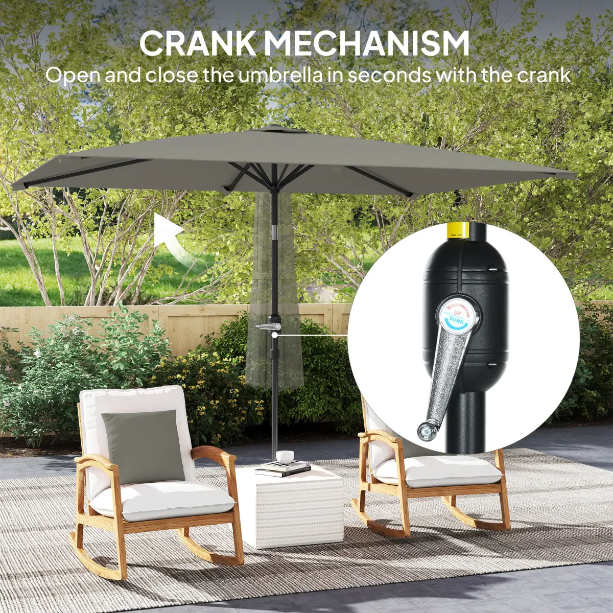 Outsunny Outsunny 3x2m Garden Parasol Canopy Tilt Crank 6 Ribs Sun Shade - Parasol