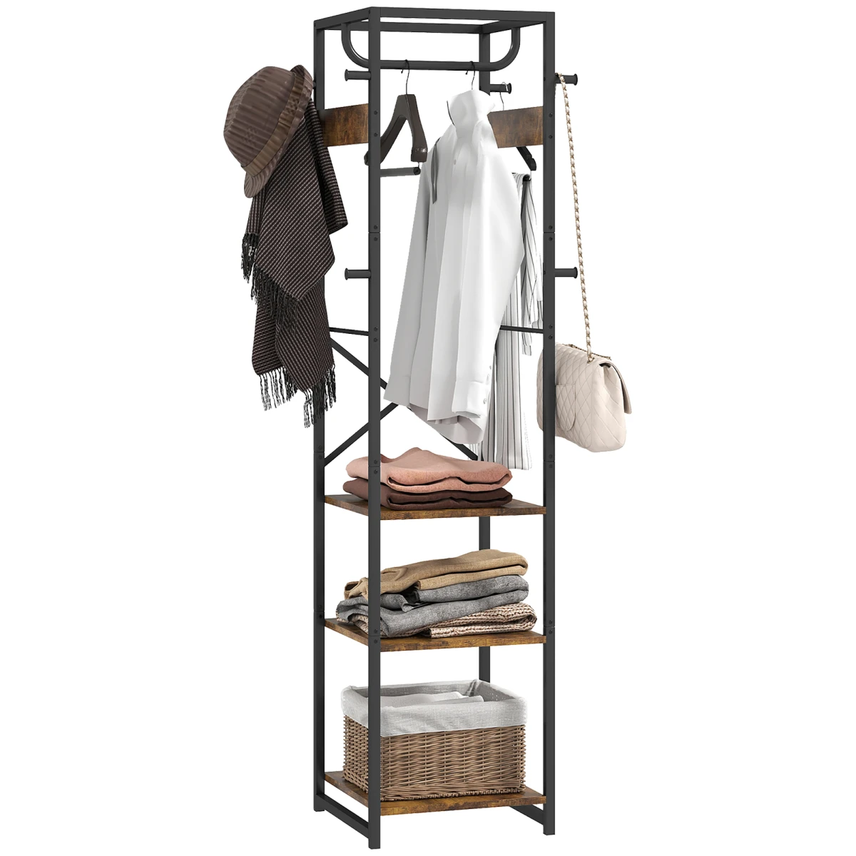 HOMCOM Clothes Rack 40cm Rail Shelves Hooks Small Spaces by HOMCOM