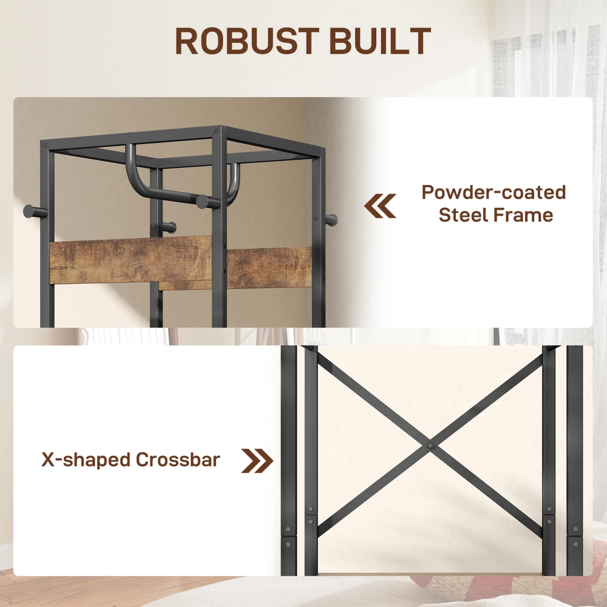HOMCOM Clothes Rack 40cm Rail Shelves Hooks Small Spaces - Wardrobe