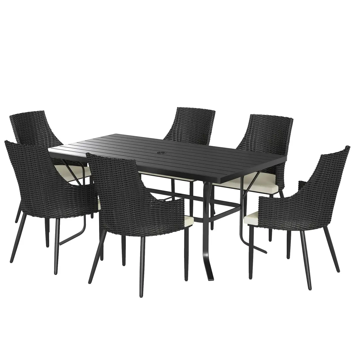 Outsunny Outsunny 6 Seater Garden Furniture with Cushions, Parasol Hole - Garden Set
