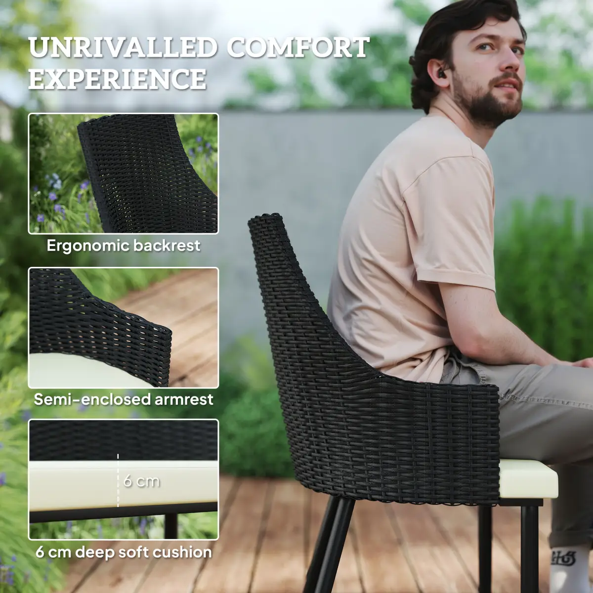 Outsunny Outsunny 6 Seater Garden Furniture with Cushions, Parasol Hole - Garden Set