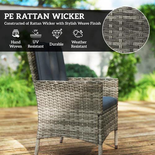 Outsunny Outsunny 6 Seater Rattan Outdoor Dining Set with Tempered Glass Top and Cushions for Family Gatherings - Garden Set