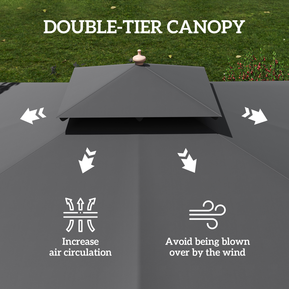 Outsunny Outsunny 3(m) Wood Square Umbrella Garden Market Parasol Sunshade - Parasol