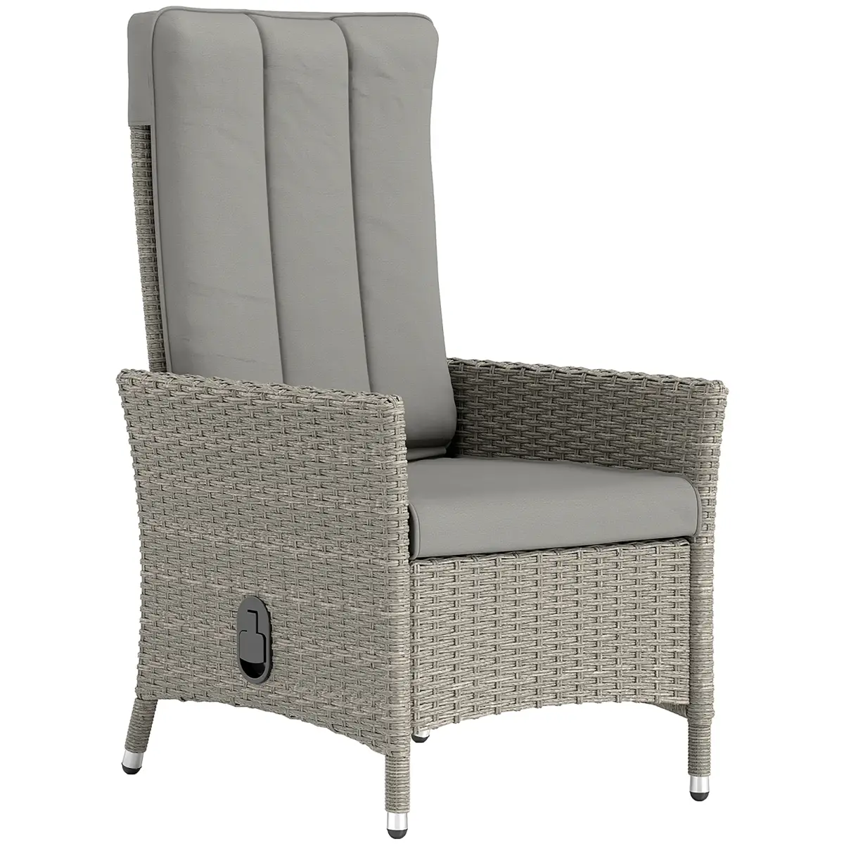 Outsunny Outsunny Rattan Garden Recliner Chair with Adjustable Backrest - Garden Chairs