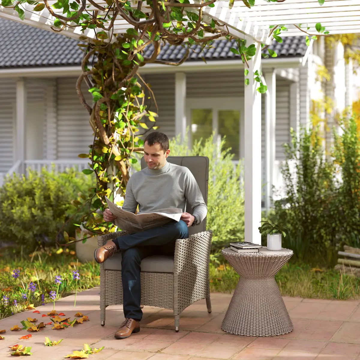 Outsunny Outsunny Rattan Garden Recliner Chair with Adjustable Backrest - Garden Chairs