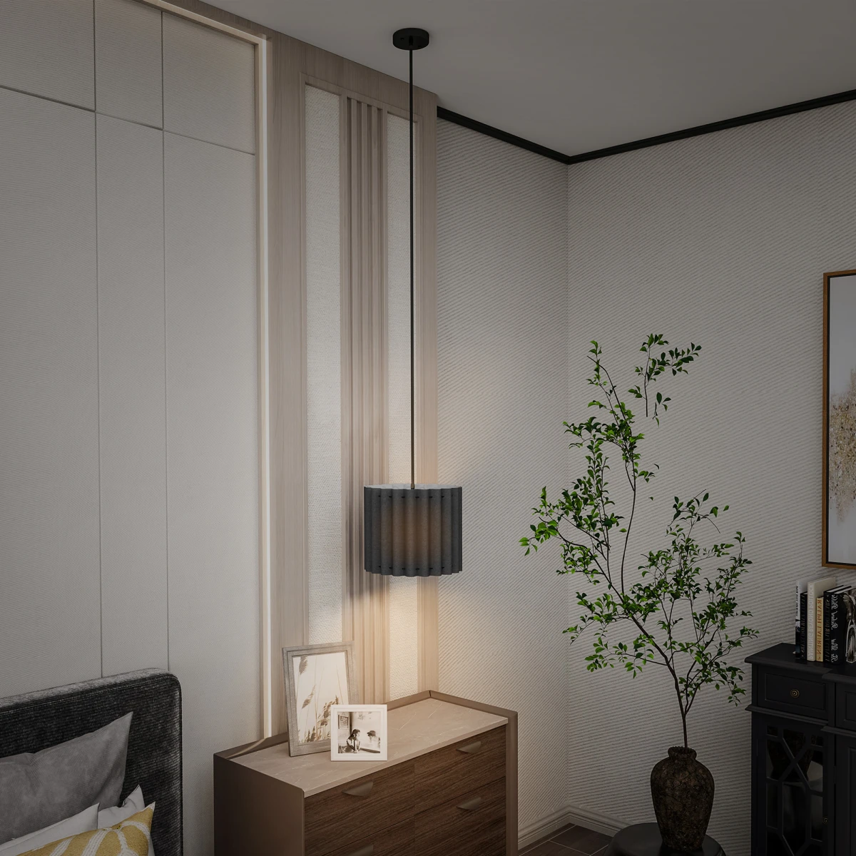 HOMCOM Linen Pendant Light Long Cord E27 Living Room Illumination With Soft Diffused Glow by HOMCOM