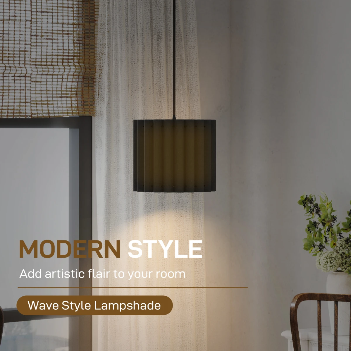 HOMCOM Linen Pendant Light Long Cord E27 Living Room Illumination With Soft Diffused Glow by HOMCOM