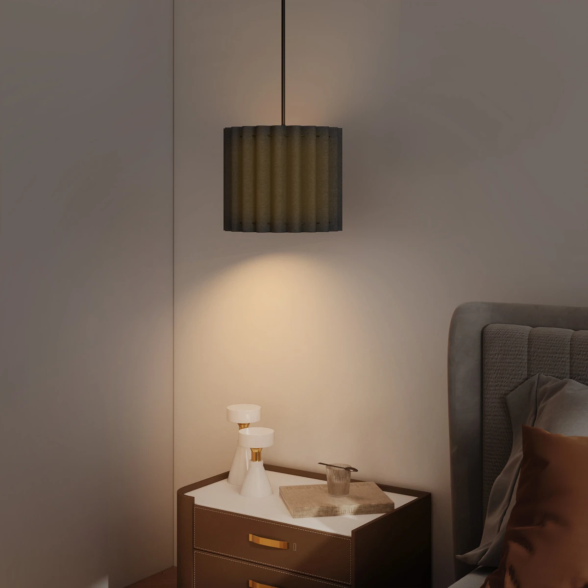 HOMCOM Linen Pendant Light Long Cord E27 Living Room Illumination With Soft Diffused Glow by HOMCOM