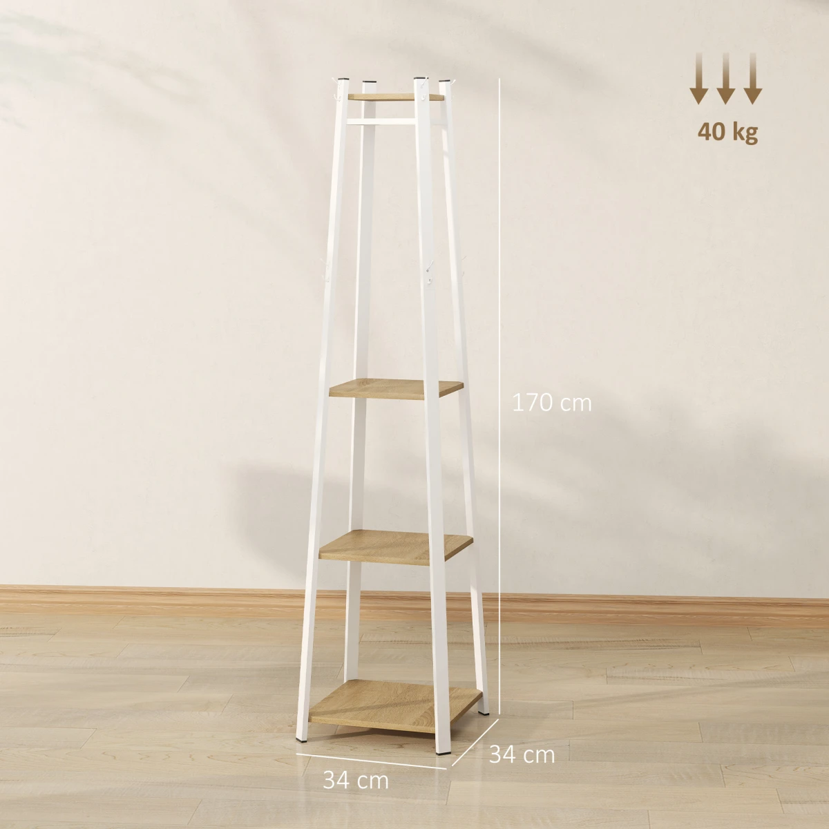 HOMCOM Homcom Clothes Rack With Storage Three Tier 8 Hooks Home - Wardrobe