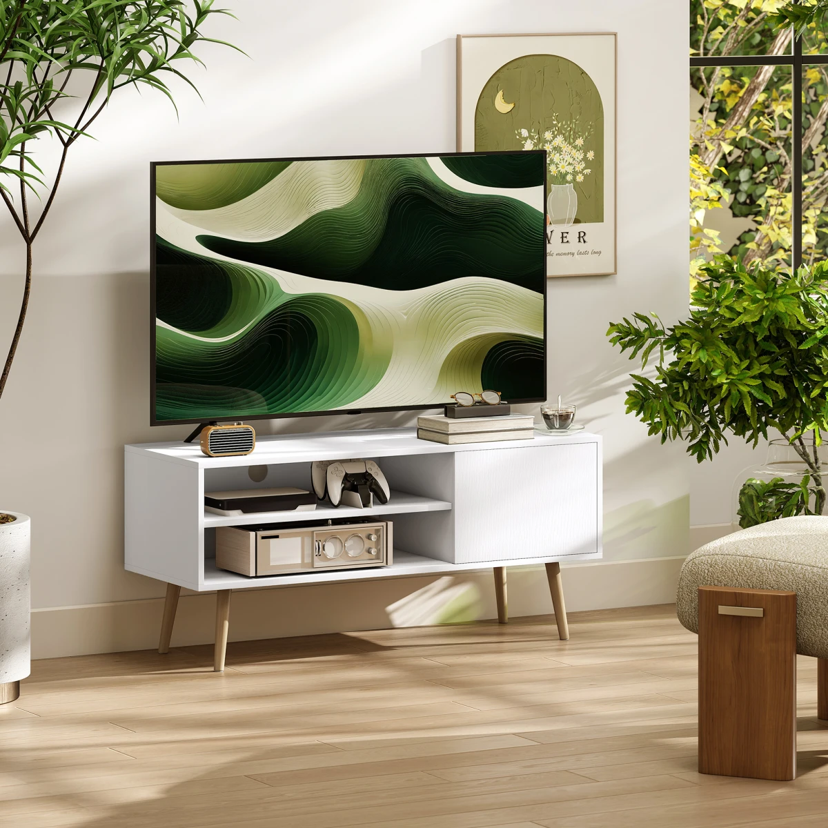 HOMCOM HOMCOM TV Unit Cabinet 55 Inch With Cupboard Shelves - TV Unit