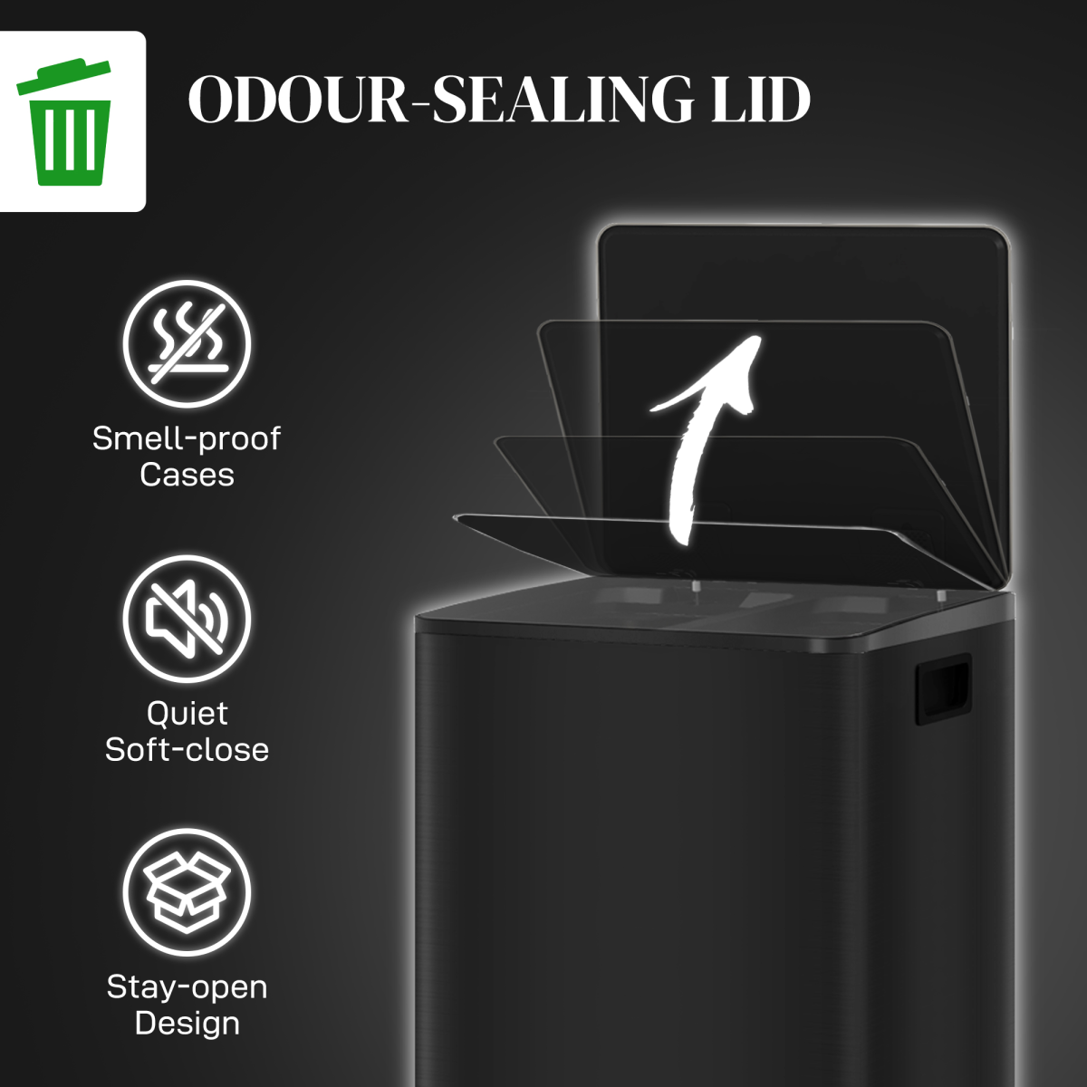 HOMCOM 2 x 25L Double Kitchen Bin, Pedal Bin with Soft-Close Lid - from HOMCOM