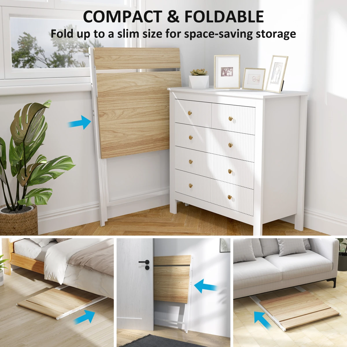 HOMCOM Folding Computer Desk 70 cm With Monitor Shelf Space Saving Design For Small Rooms And Apartments by HOMCOM