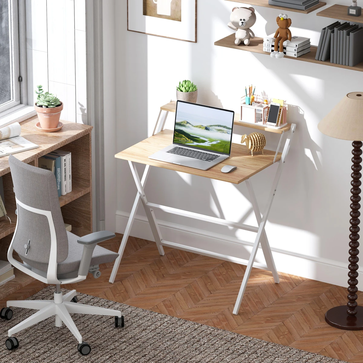 HOMCOM HOMCOM Folding Desk 81.5cm MonitorShelf Office - Desk