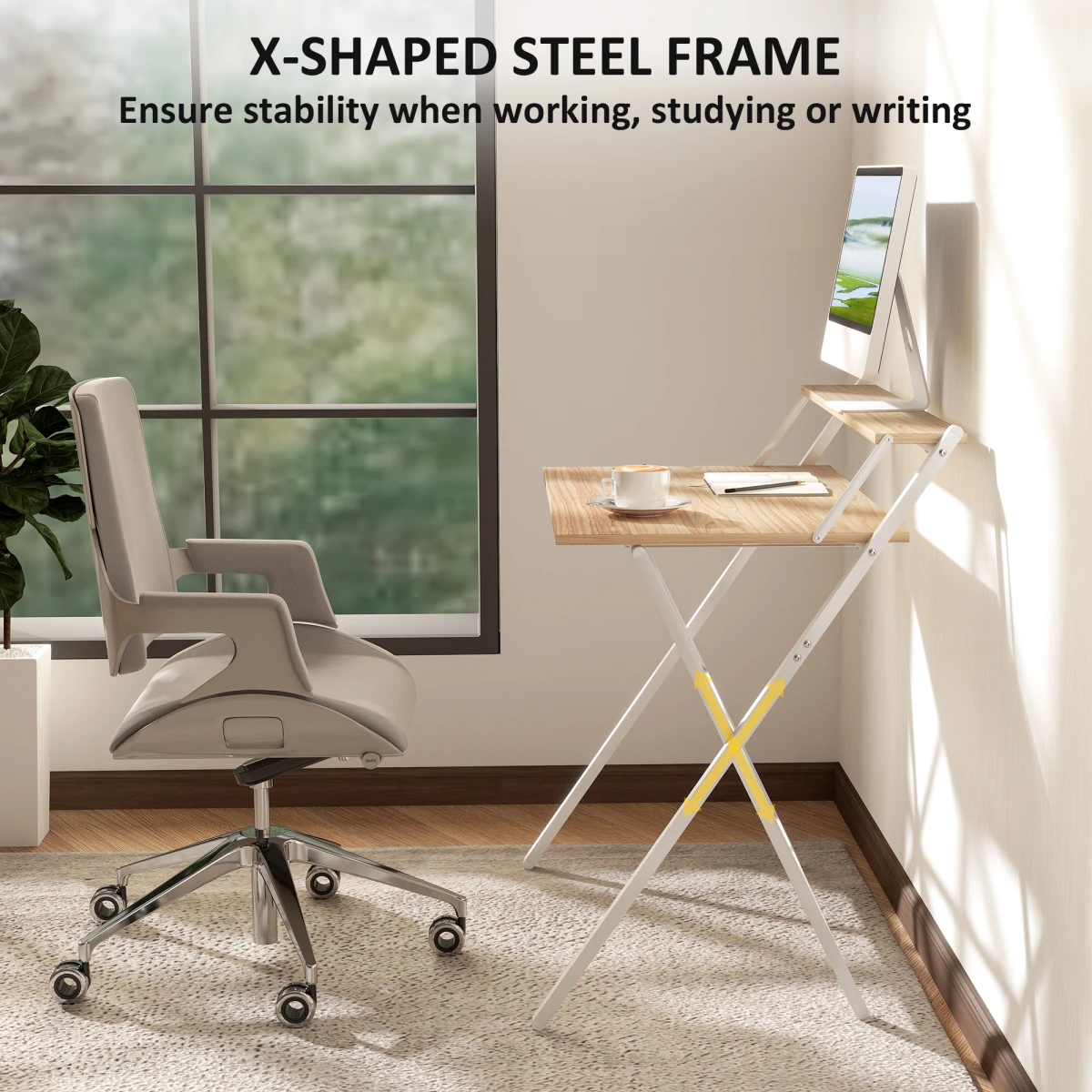 HOMCOM HOMCOM Folding Desk 81.5cm MonitorShelf Office - Desk